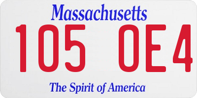 MA license plate 105OE4