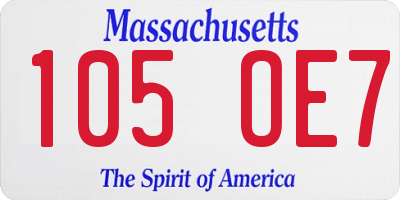 MA license plate 105OE7