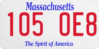 MA license plate 105OE8