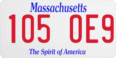 MA license plate 105OE9
