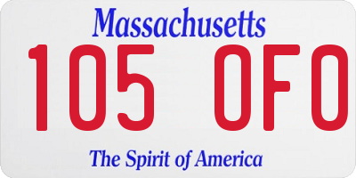 MA license plate 105OF0