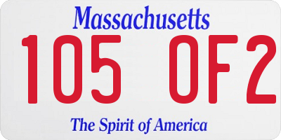MA license plate 105OF2