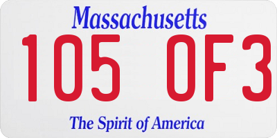 MA license plate 105OF3