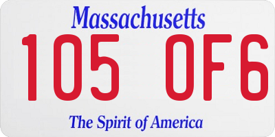 MA license plate 105OF6