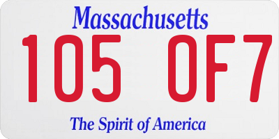 MA license plate 105OF7
