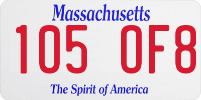 MA license plate 105OF8