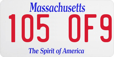 MA license plate 105OF9