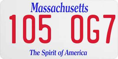 MA license plate 105OG7