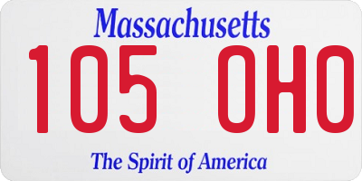 MA license plate 105OH0