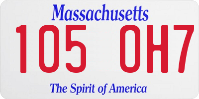 MA license plate 105OH7