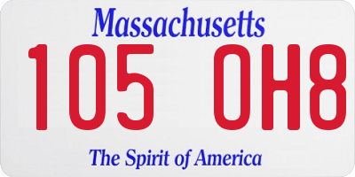 MA license plate 105OH8