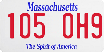 MA license plate 105OH9