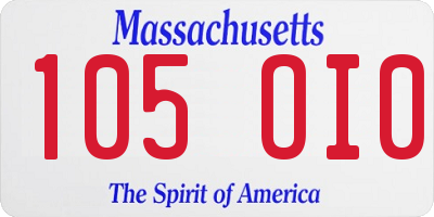 MA license plate 105OI0