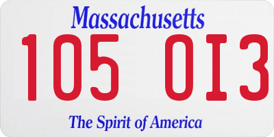 MA license plate 105OI3