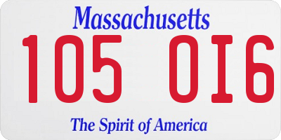 MA license plate 105OI6