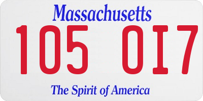 MA license plate 105OI7