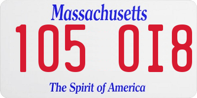 MA license plate 105OI8