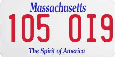 MA license plate 105OI9