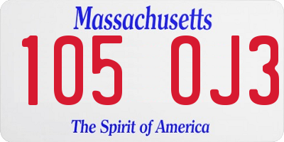 MA license plate 105OJ3