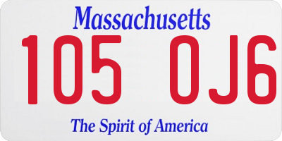 MA license plate 105OJ6