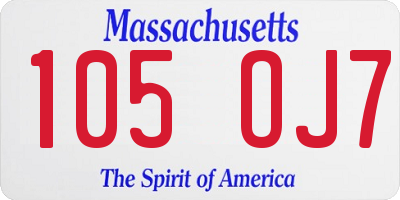 MA license plate 105OJ7