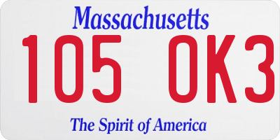 MA license plate 105OK3