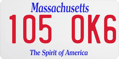 MA license plate 105OK6