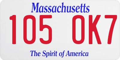 MA license plate 105OK7