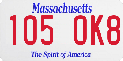 MA license plate 105OK8