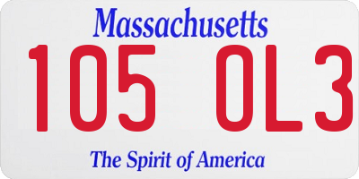 MA license plate 105OL3