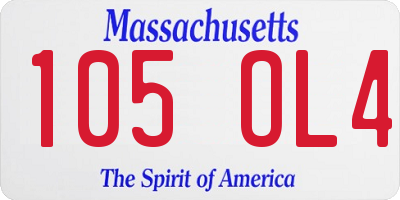 MA license plate 105OL4