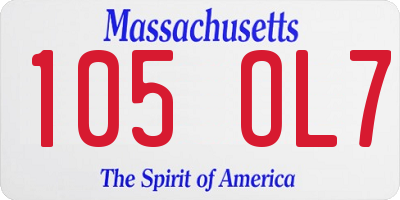 MA license plate 105OL7