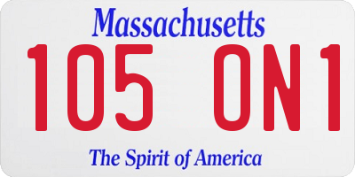 MA license plate 105ON1
