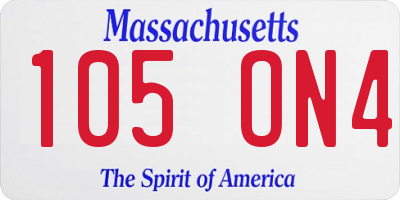MA license plate 105ON4
