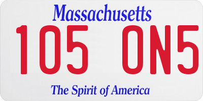 MA license plate 105ON5