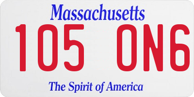 MA license plate 105ON6