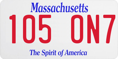 MA license plate 105ON7