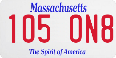 MA license plate 105ON8