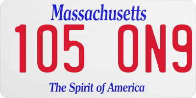 MA license plate 105ON9