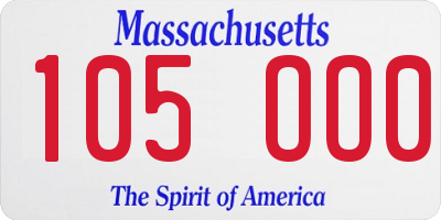 MA license plate 105OO0