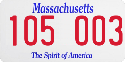 MA license plate 105OO3