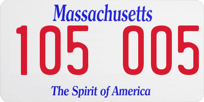 MA license plate 105OO5