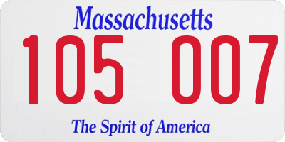 MA license plate 105OO7