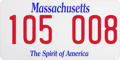 MA license plate 105OO8