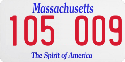 MA license plate 105OO9