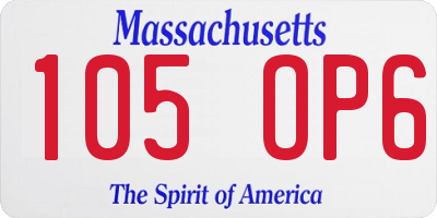MA license plate 105OP6