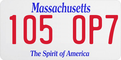 MA license plate 105OP7