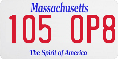 MA license plate 105OP8