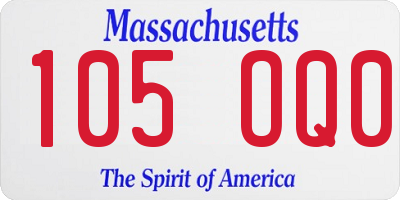 MA license plate 105OQ0