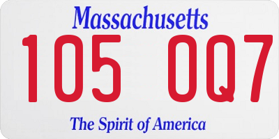 MA license plate 105OQ7